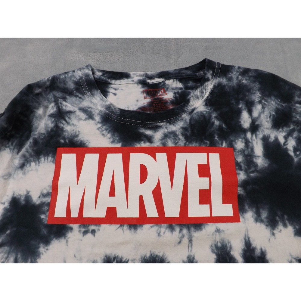 Marvel Tie Dye Long Sleeve Shirt Men's Size M Black/White/Multi Super Heroes - Picture 14 of 16
